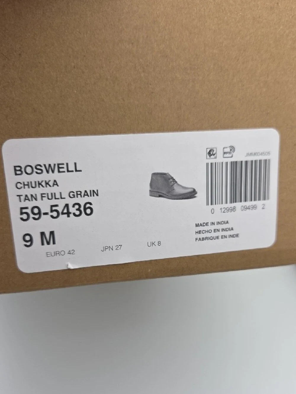 Johnston & Murphy Men's Brown Leather Boswell Chukka Boots size 9m